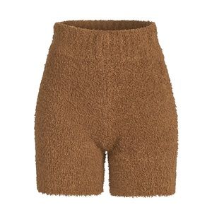 Cozy Brown High-Waisted Women Fuzzy Sleep Shorts